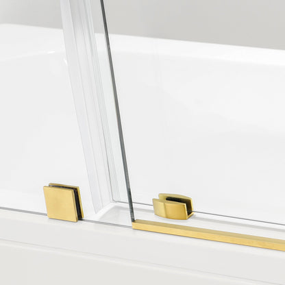 Vinnova Villena 56" x 78" Single Sliding Frameless Shower Door in Brushed Gold Finish