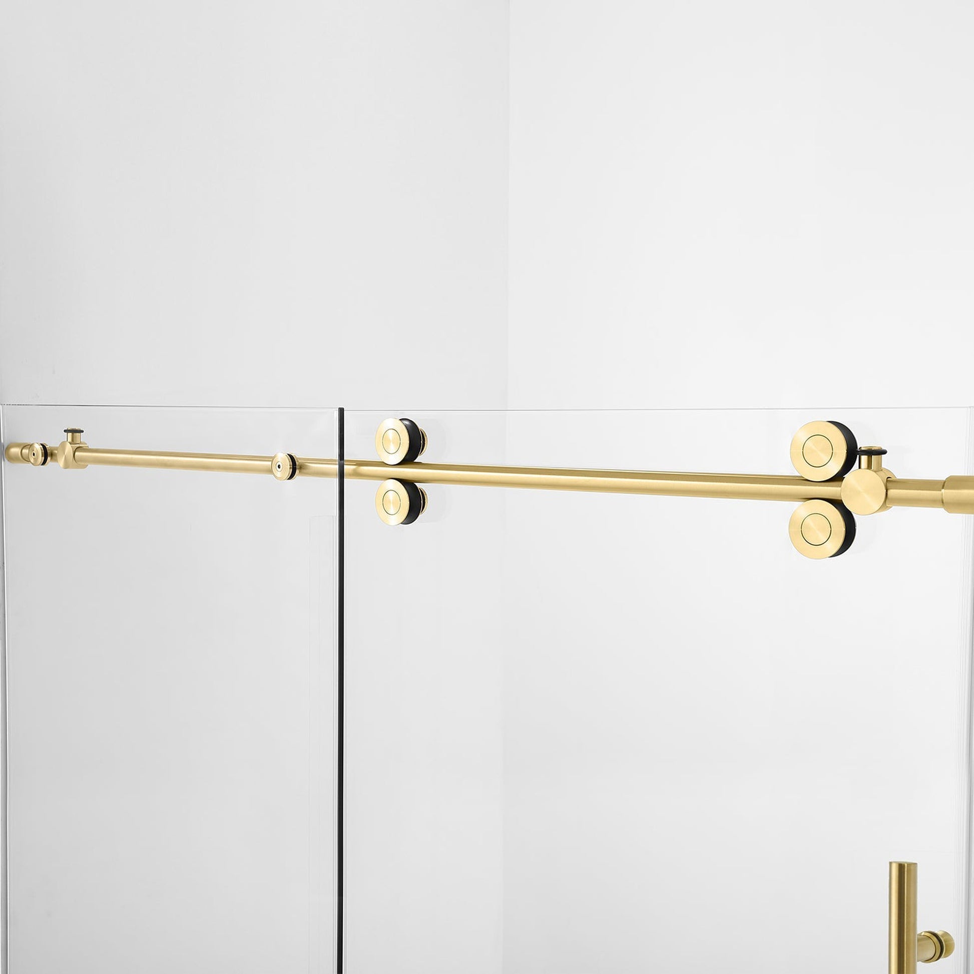 Vinnova Villena 56" x 78" Single Sliding Frameless Shower Door in Brushed Gold Finish