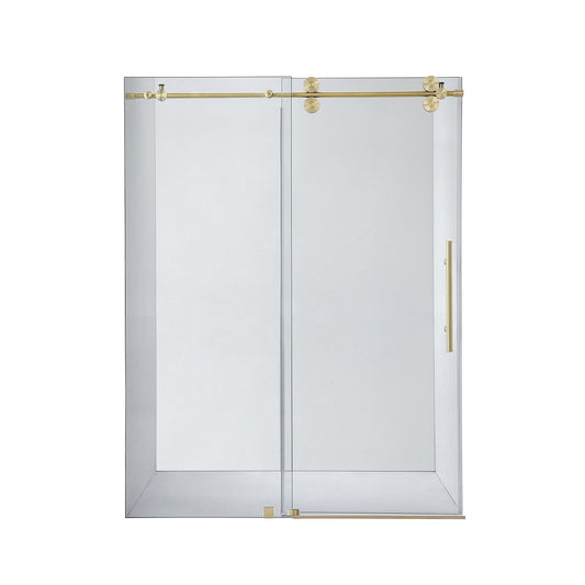 Vinnova Villena 56" x 78" Single Sliding Frameless Shower Door in Brushed Gold Finish