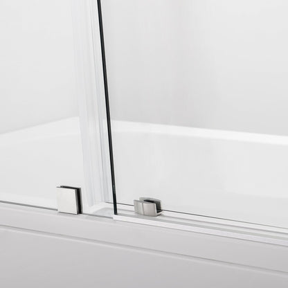 Vinnova Villena 56" x 78" Single Sliding Frameless Shower Door in Brushed Nickel Finish