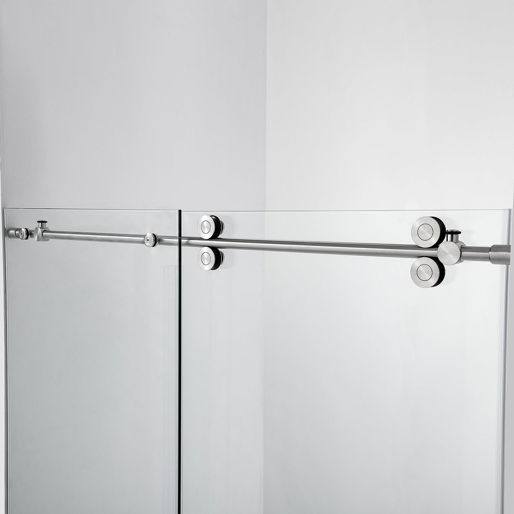 Vinnova Villena 56" x 78" Single Sliding Frameless Shower Door in Brushed Nickel Finish