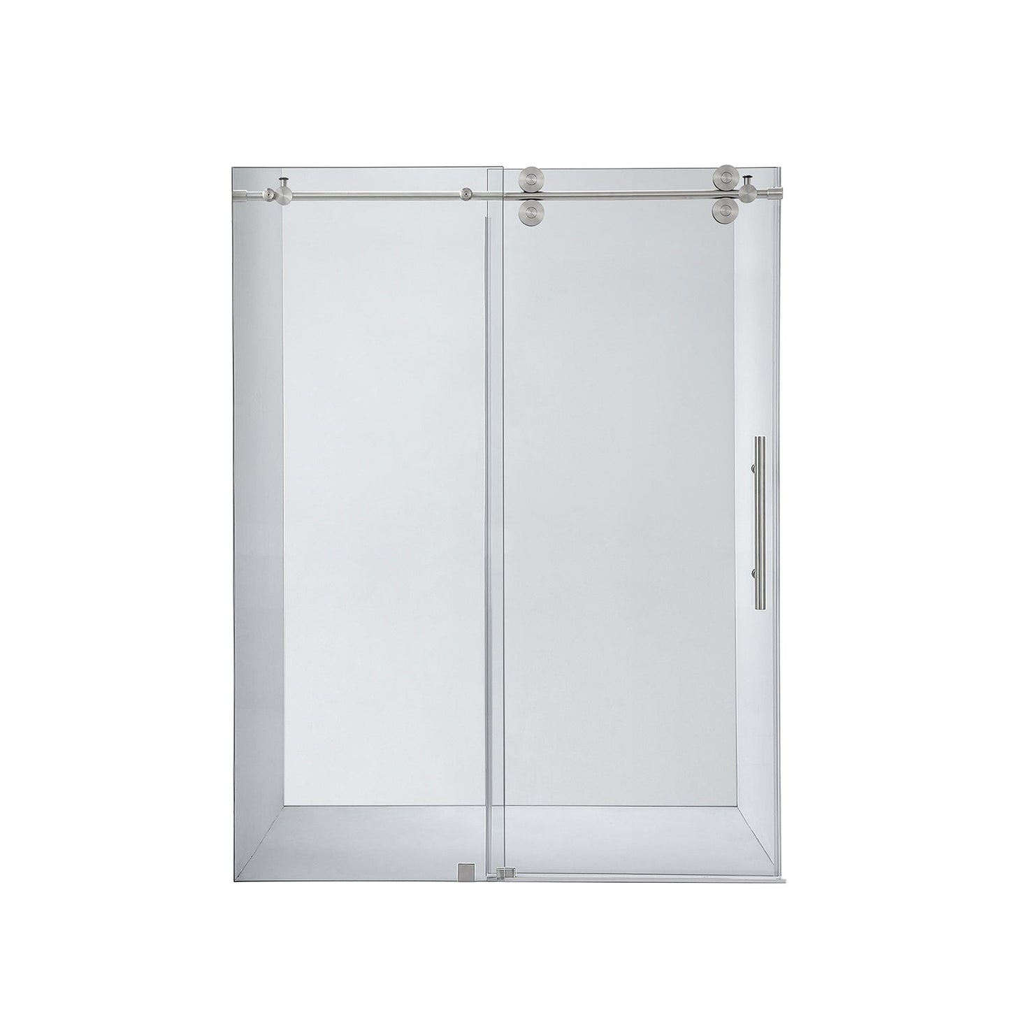 Vinnova Villena 56" x 78" Single Sliding Frameless Shower Door in Brushed Nickel Finish