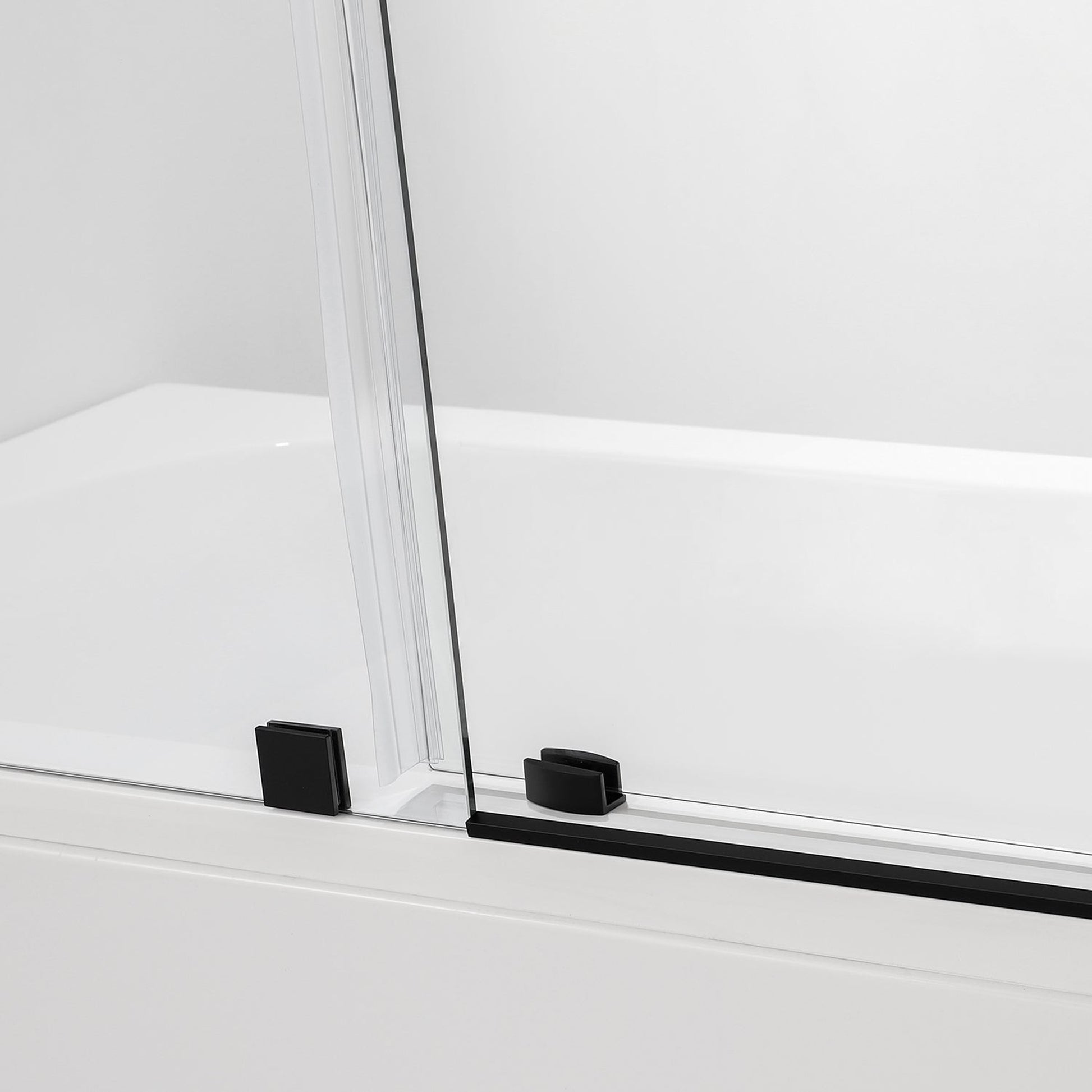 Vinnova Villena 56" x 78" Single Sliding Frameless Shower Door in Matte Black Finish