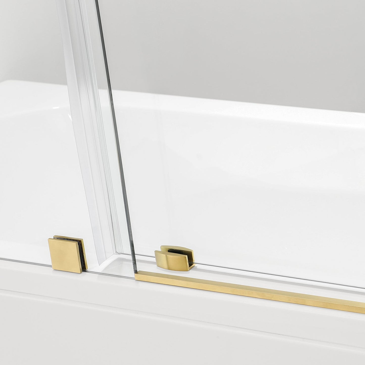 Vinnova Villena 60" x 58" Single Sliding Frameless Tub Door in Brushed Gold Finish