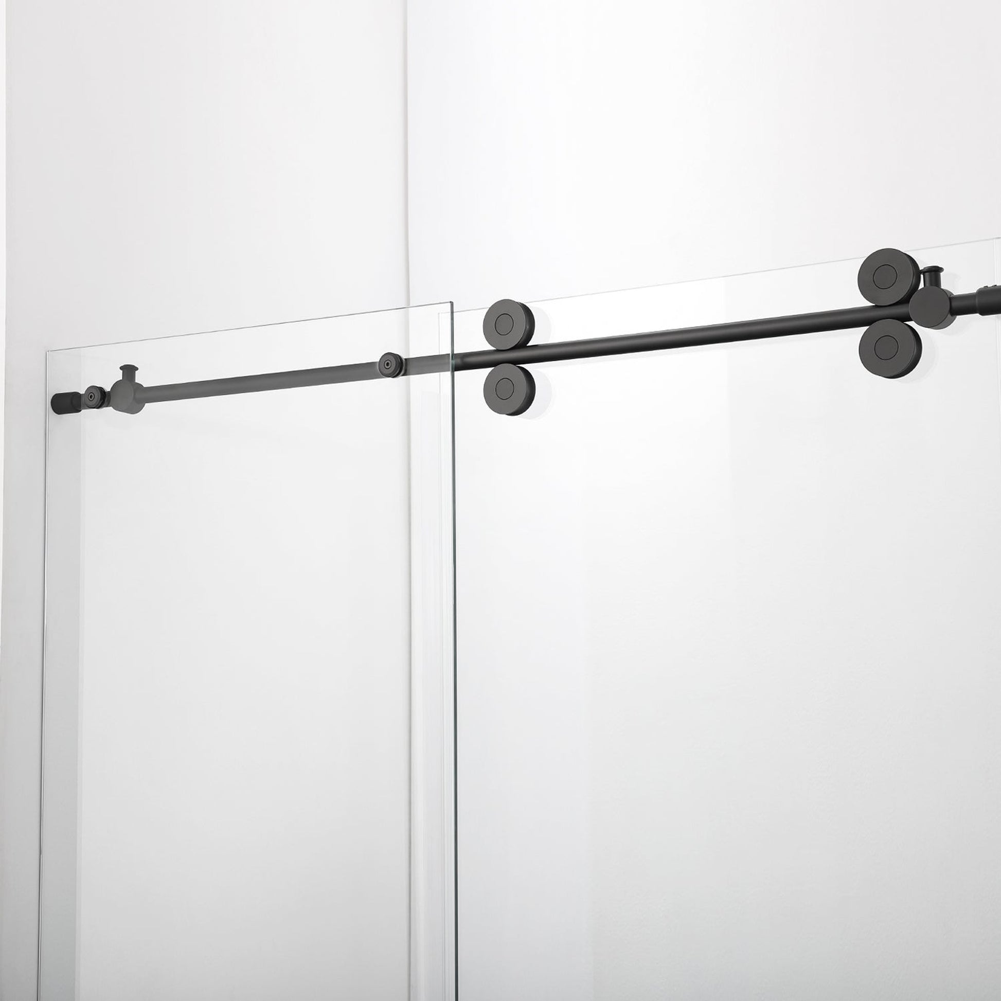 Vinnova Villena 60" x 58" Single Sliding Frameless Tub Door in Matte Black Finish