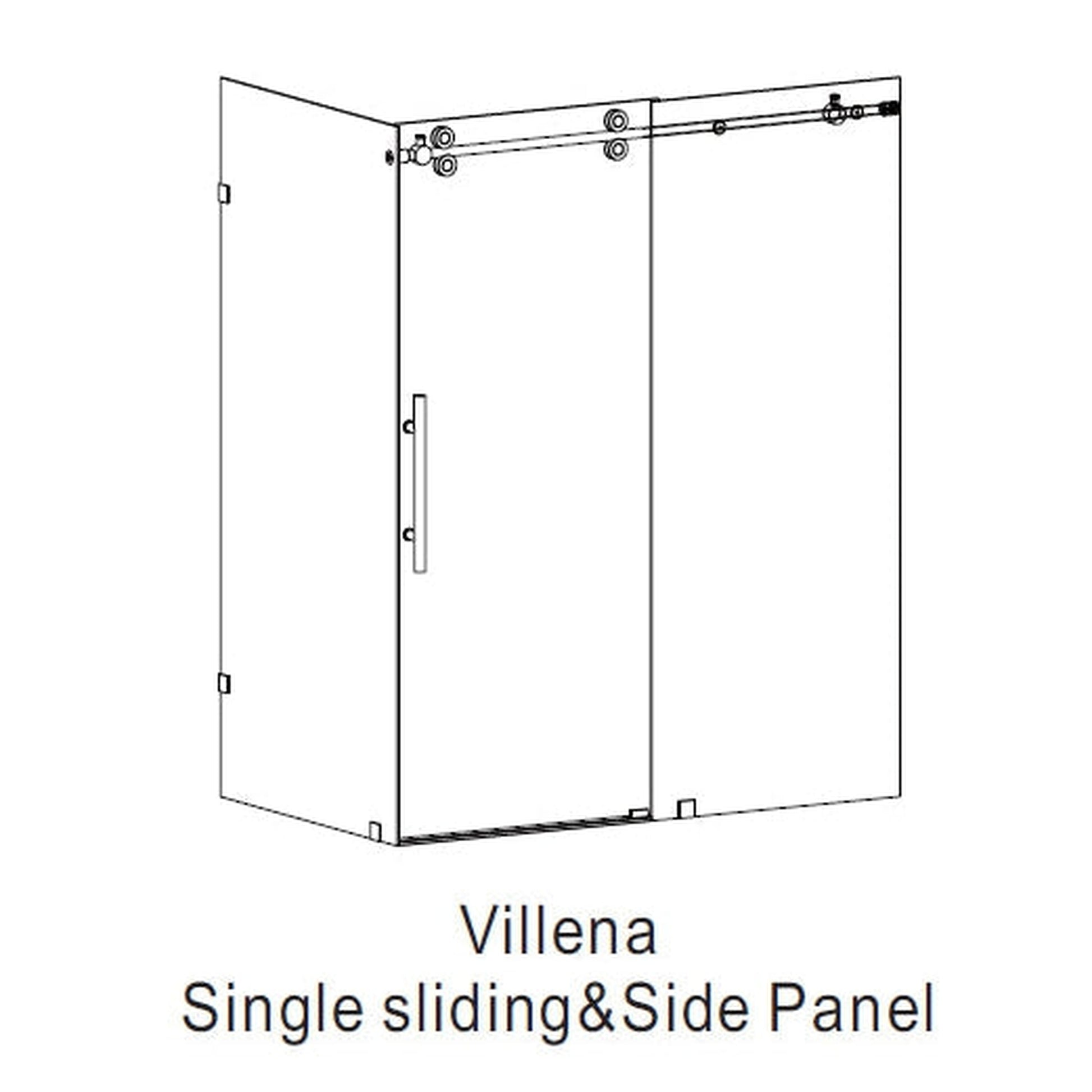 Vinnova Villena 64" x 78" Rectangle Single Sliding Frameless Shower Enclosure in Brushed Gold Finish