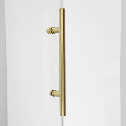 Vinnova Villena 64" x 78" Rectangle Single Sliding Frameless Shower Enclosure in Brushed Gold Finish