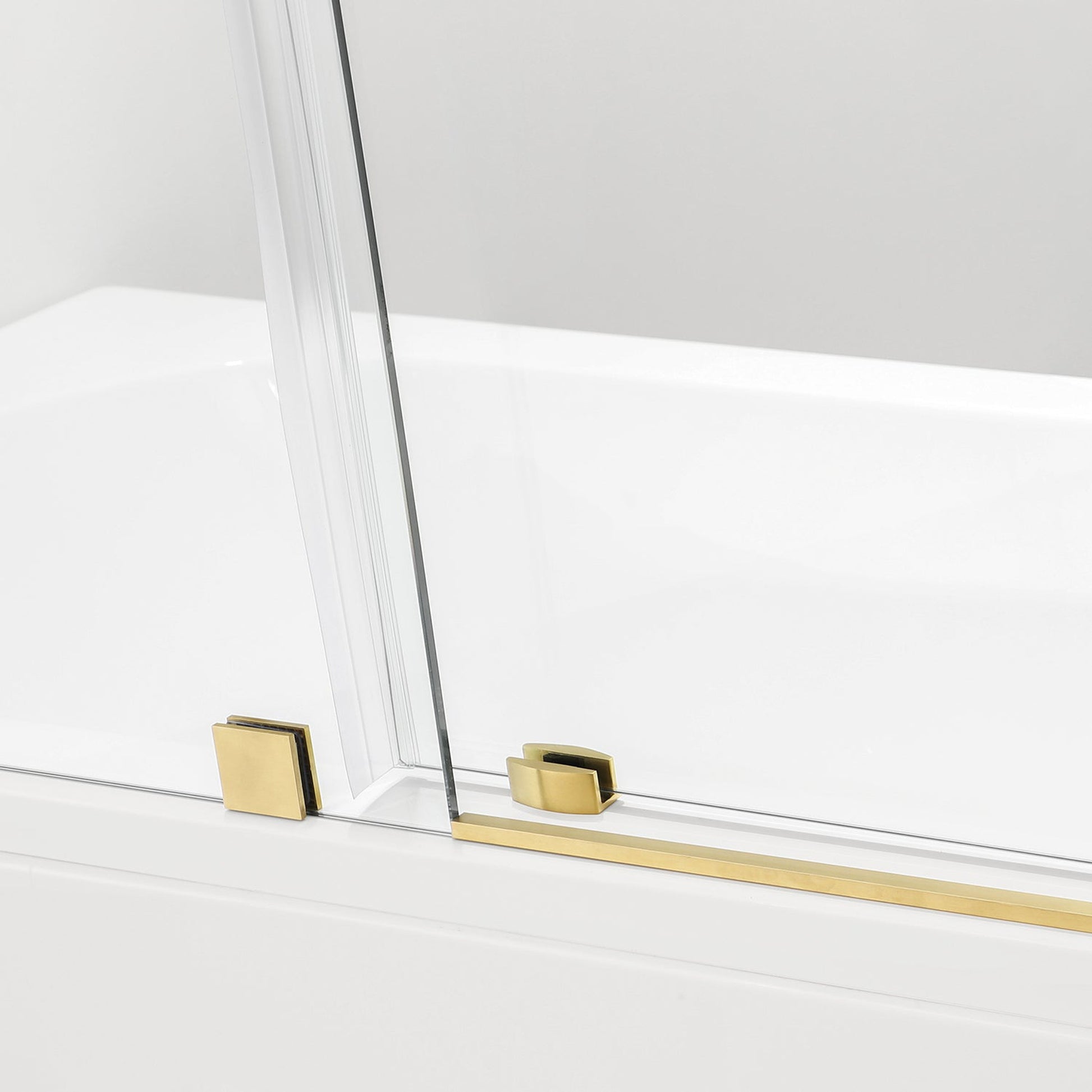 Vinnova Villena 64" x 78" Rectangle Single Sliding Frameless Shower Enclosure in Brushed Gold Finish