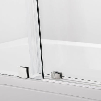 Vinnova Villena 64" x 78" Rectangle Single Sliding Frameless Shower Enclosure in Brushed Nickel Finish