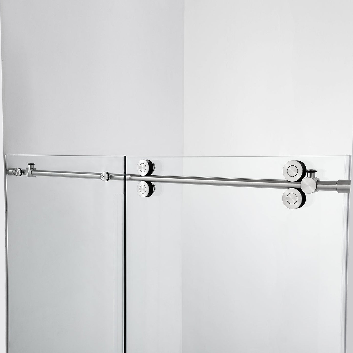 Vinnova Villena 64" x 78" Rectangle Single Sliding Frameless Shower Enclosure in Brushed Nickel Finish