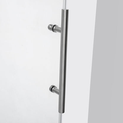 Vinnova Villena 64" x 78" Rectangle Single Sliding Frameless Shower Enclosure in Brushed Nickel Finish