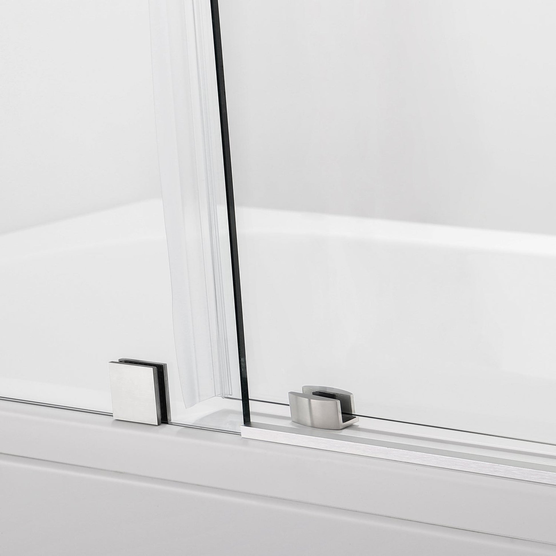 Vinnova Villena 64" x 78" Single Sliding Frameless Shower Door in Brushed Nickel Finish