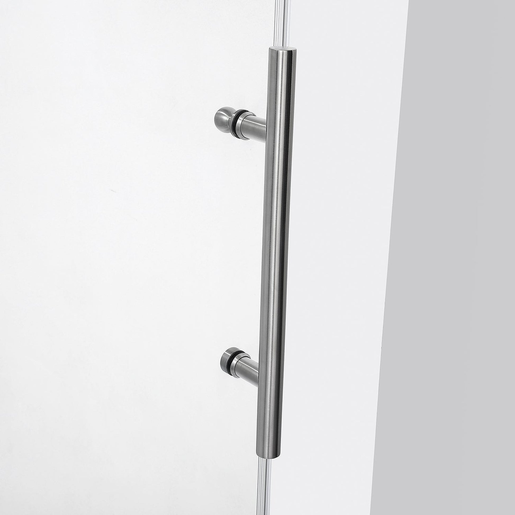 Vinnova Villena 64" x 78" Single Sliding Frameless Shower Door in Brushed Nickel Finish