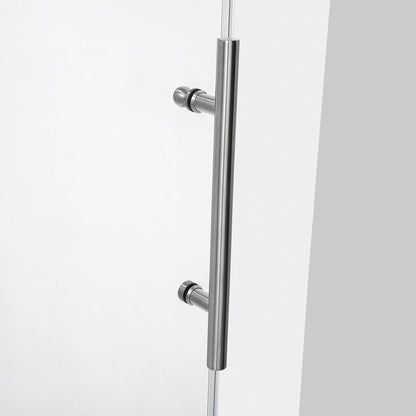 Vinnova Villena 64" x 78" Single Sliding Frameless Shower Door in Brushed Nickel Finish