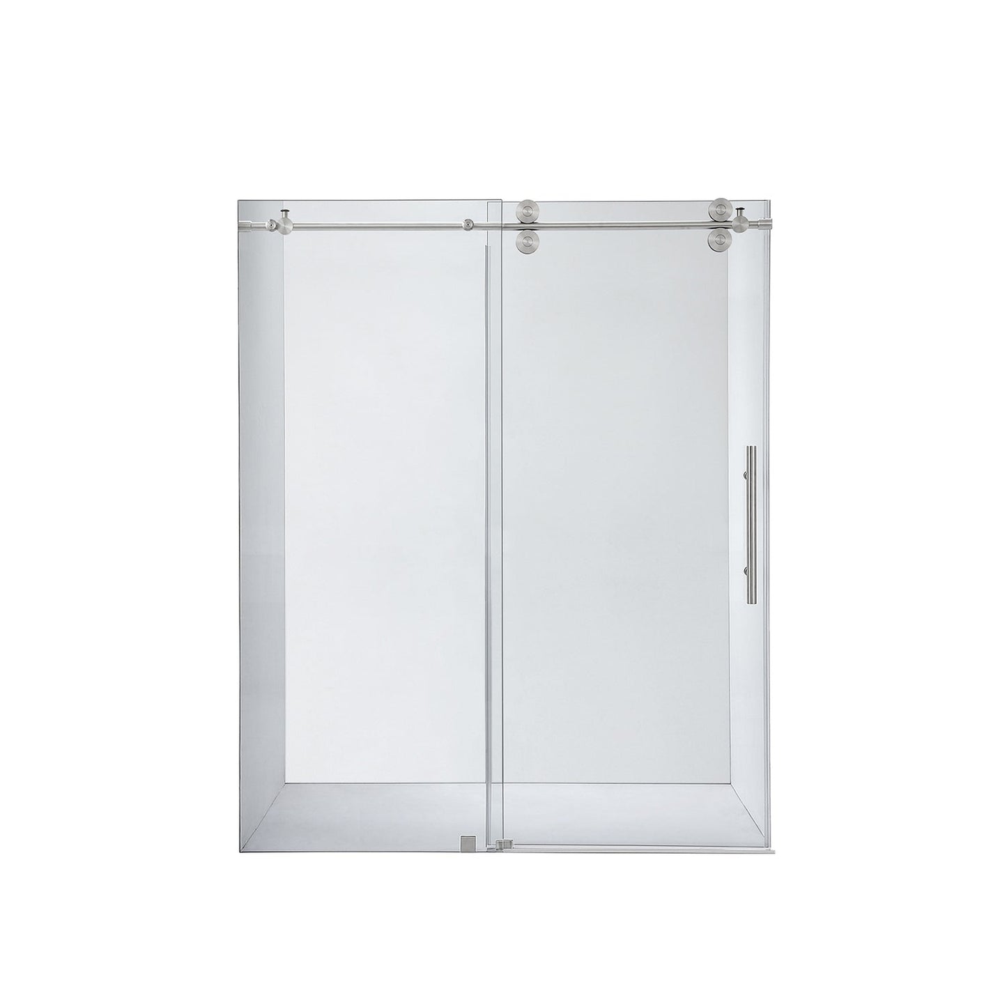 Vinnova Villena 64" x 78" Single Sliding Frameless Shower Door in Brushed Nickel Finish