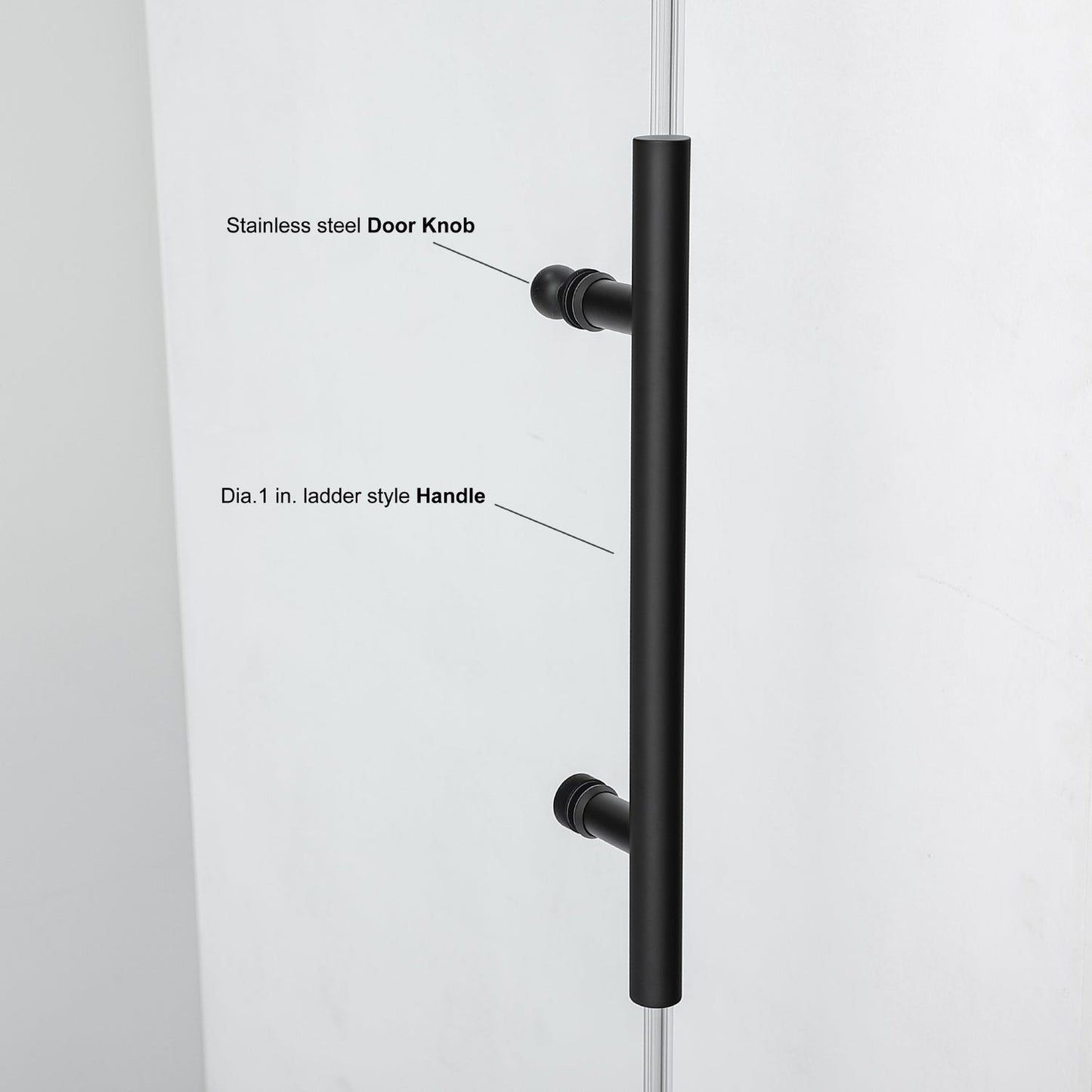 Vinnova Villena 64" x 78" Single Sliding Frameless Shower Door in Matte Black Finish