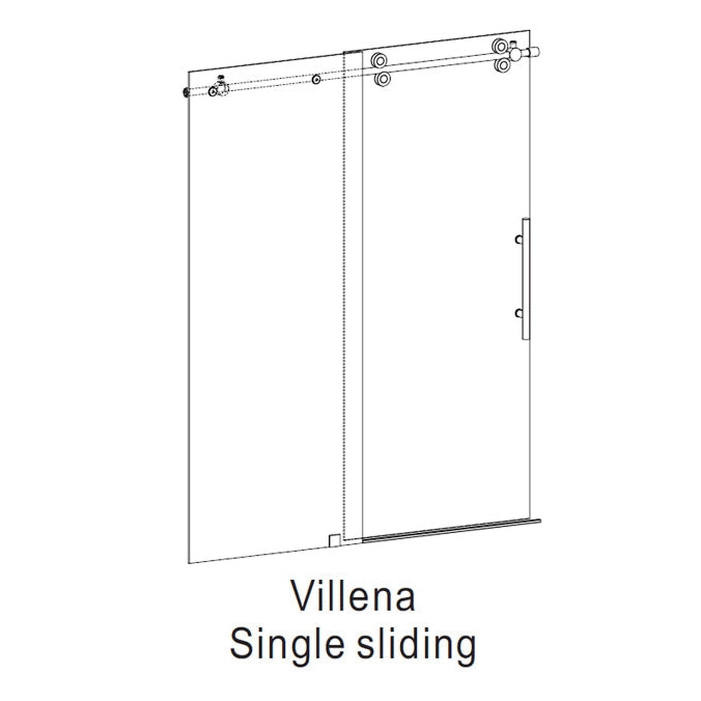 Vinnova Villena 64" x 78" Single Sliding Frameless Shower Door in Matte Black Finish