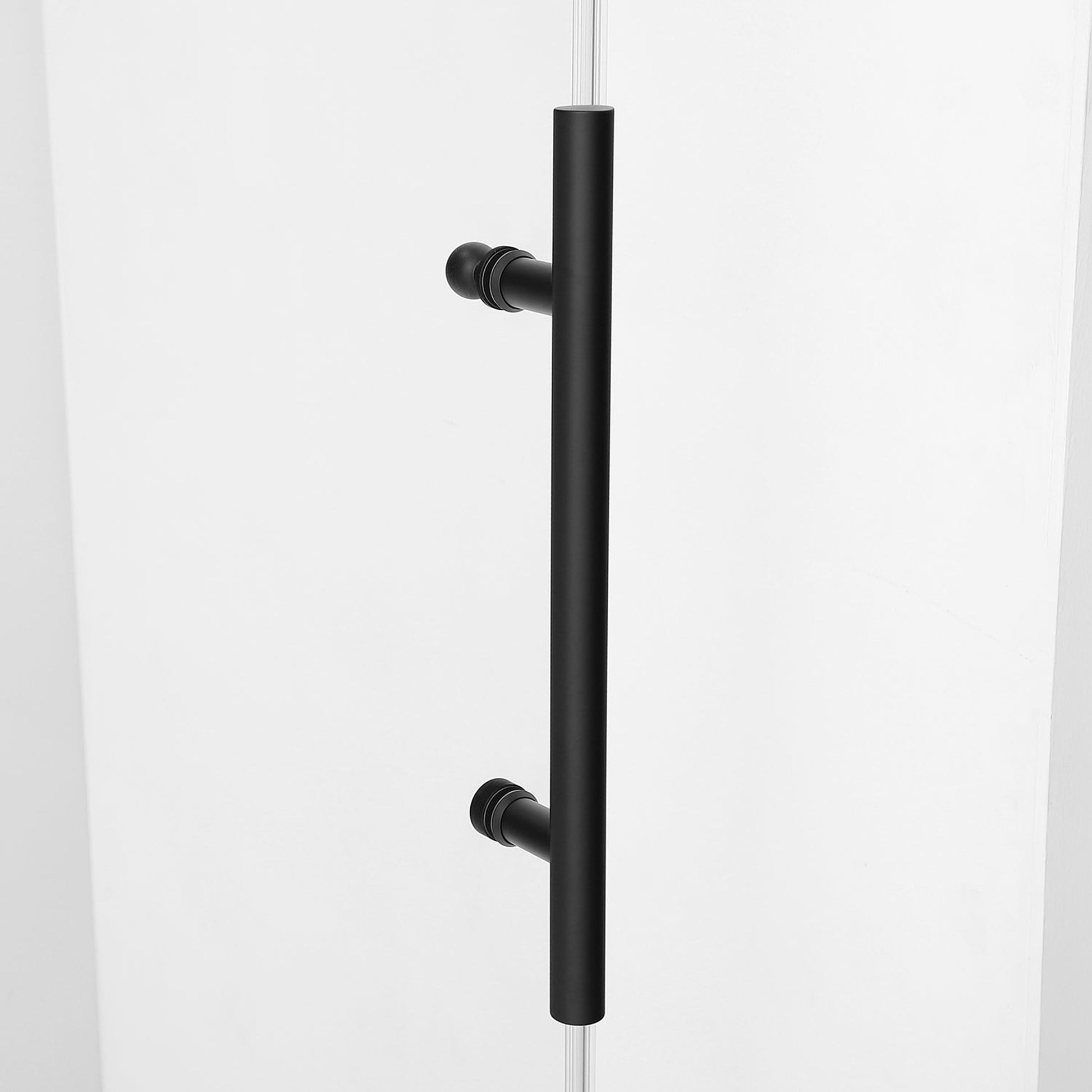 Vinnova Villena 64" x 78" Single Sliding Frameless Shower Door in Matte Black Finish