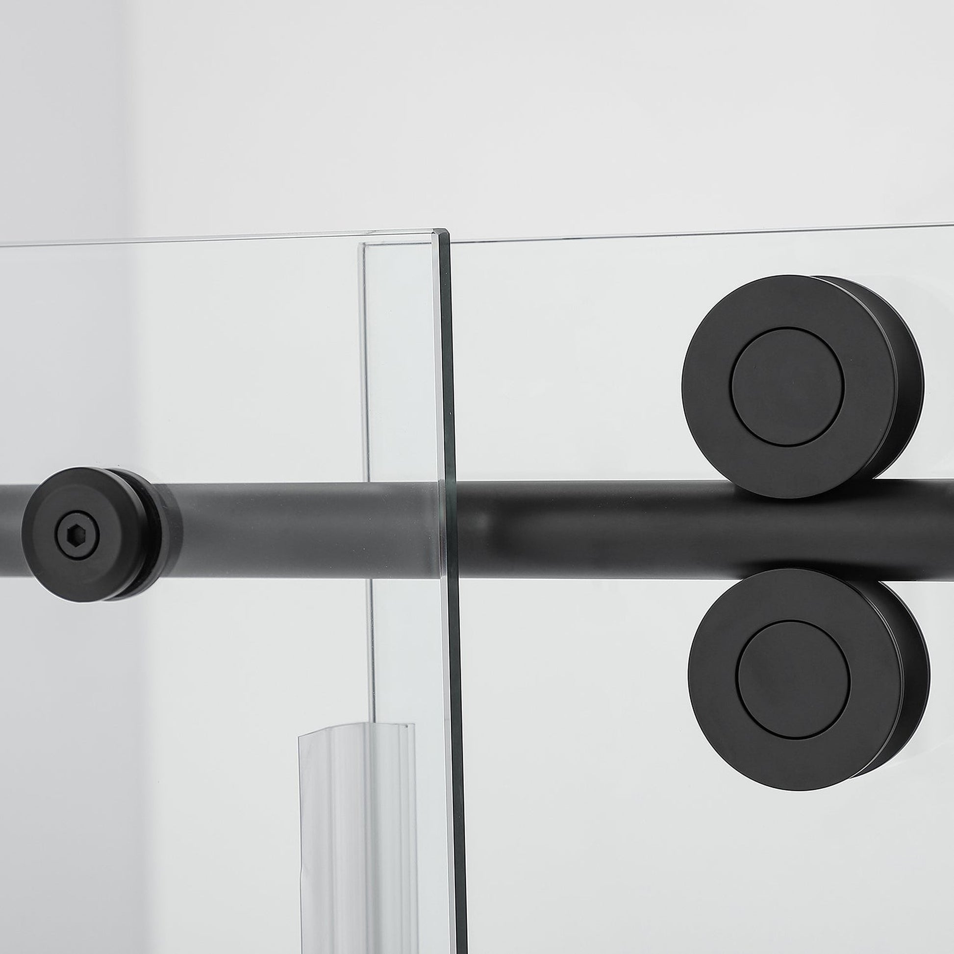 Vinnova Villena 64" x 78" Single Sliding Frameless Shower Door in Matte Black Finish