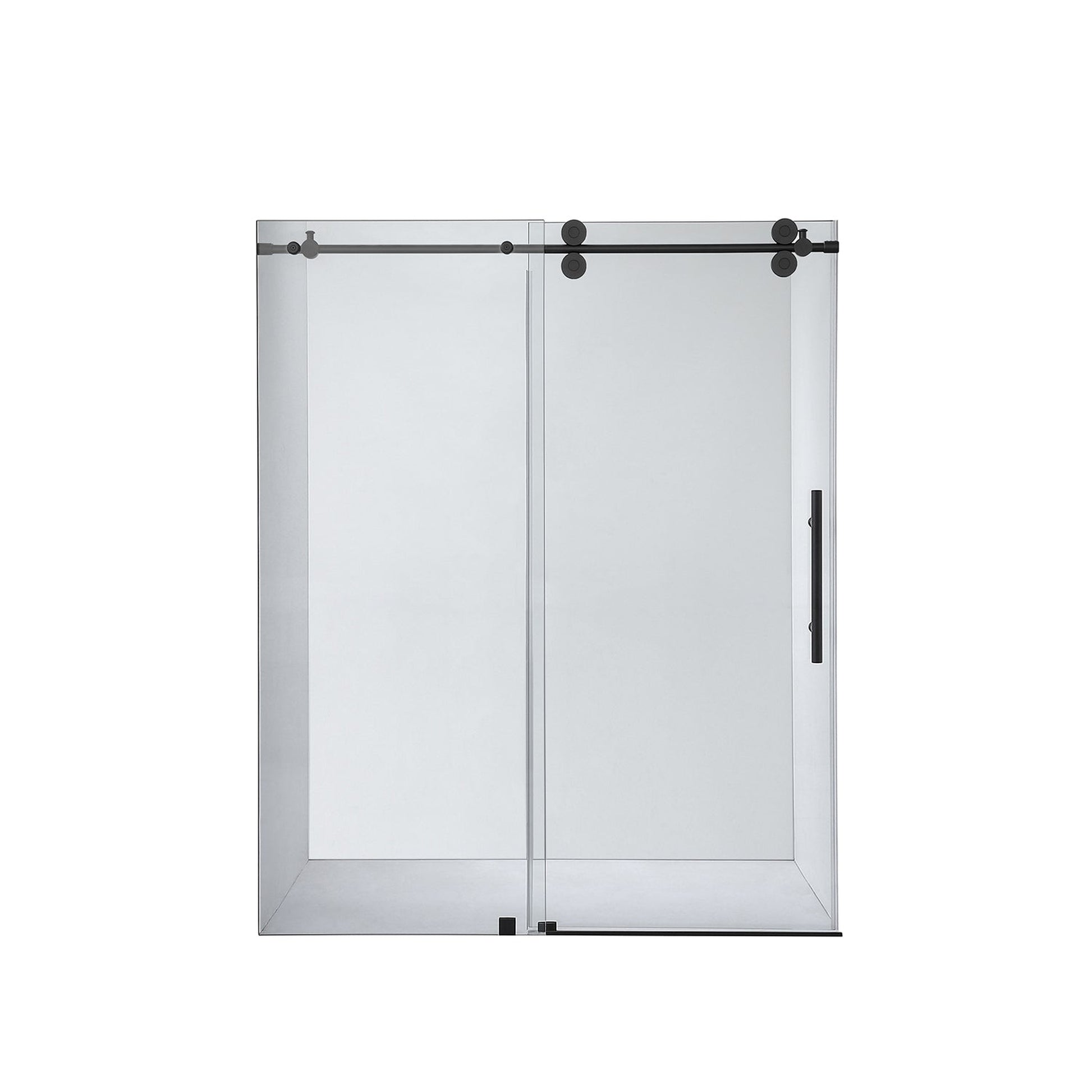 Vinnova Villena 64" x 78" Single Sliding Frameless Shower Door in Matte Black Finish