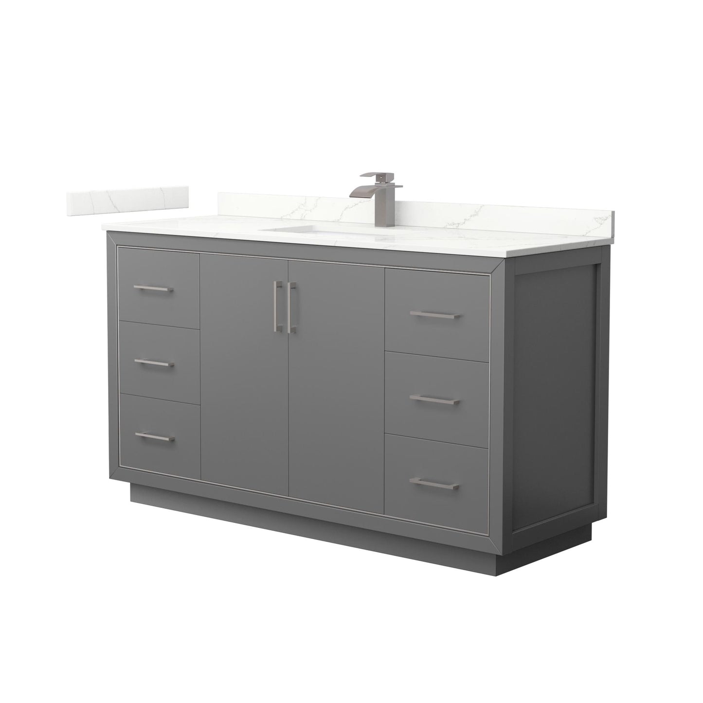 Wyndham Collection Icon 60" Single Bathroom Vanity in Dark Gray, Giotto Quartz Countertop, Undermount Square Sink (1-Hole), Brushed Nickel Trim