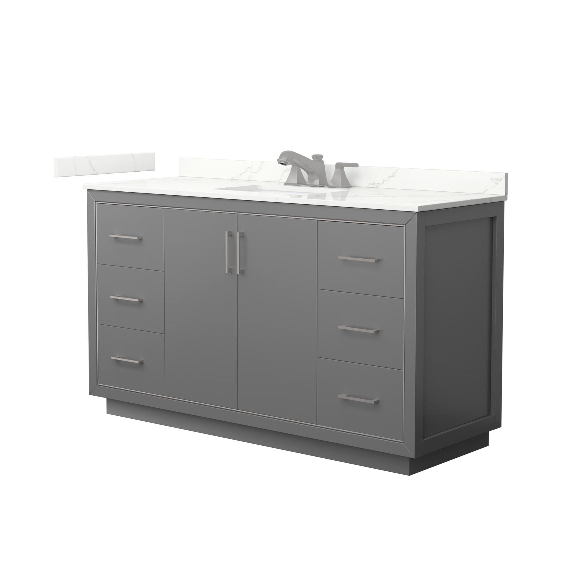 Wyndham Collection Icon 60" Single Bathroom Vanity in Dark Gray, Giotto Quartz Countertop, Undermount Square Sink (3-Hole), Brushed Nickel Trim
