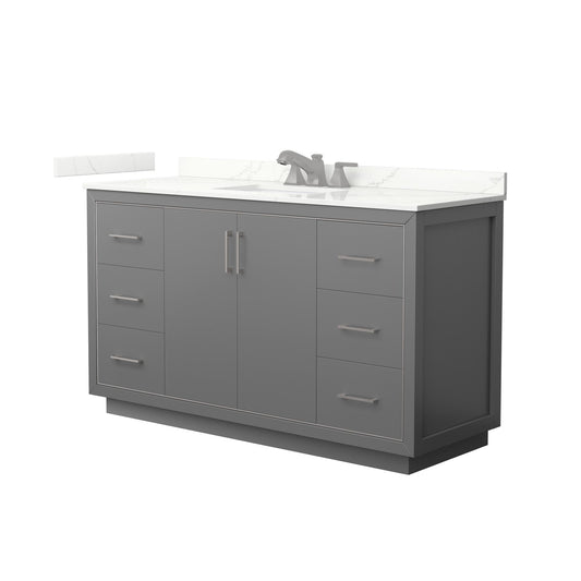 Wyndham Collection Icon 60" Single Bathroom Vanity in Dark Gray, Giotto Quartz Countertop, Undermount Square Sink (3-Hole), Brushed Nickel Trim