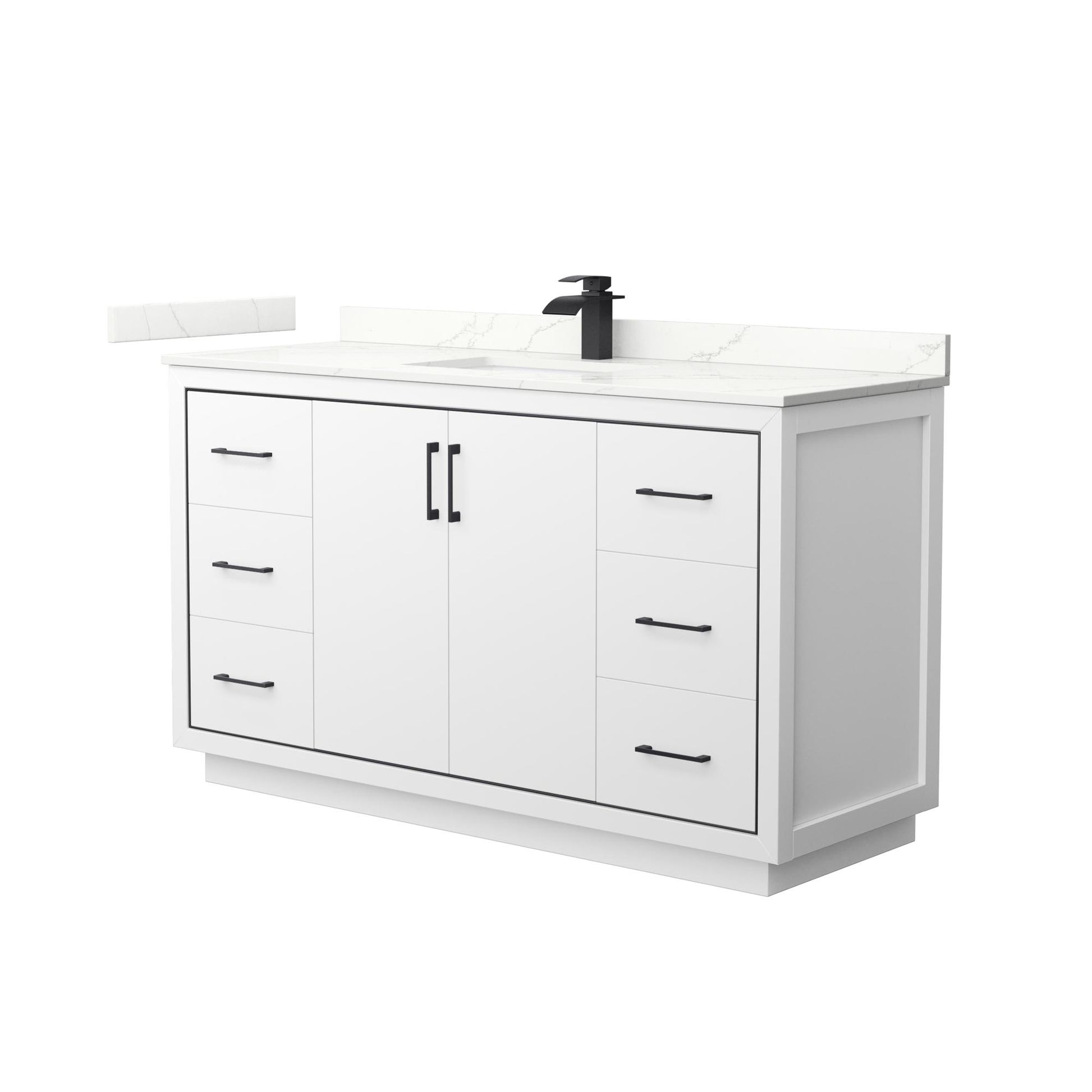Wyndham Collection Icon 60" Single Bathroom Vanity in White, Giotto Quartz Countertop, Undermount Square Sink (1-Hole), Matte Black Trim