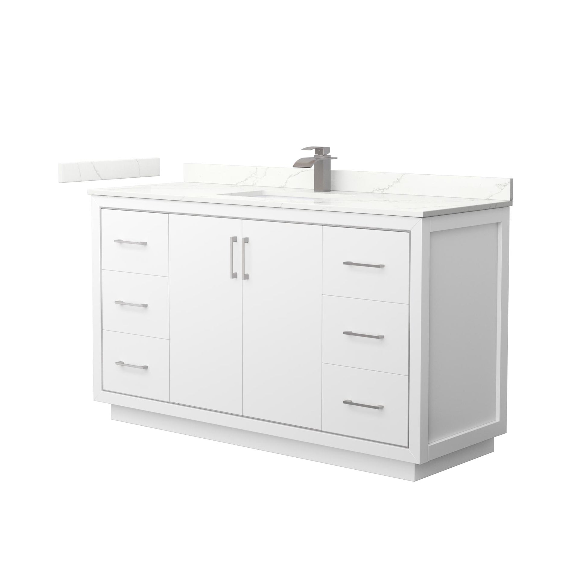 Wyndham Collection Icon 60" Single Bathroom Vanity in White, Giotto Quartz Countertop, Undermount Square Sink (1-Hole), Brushed Nickel Trim