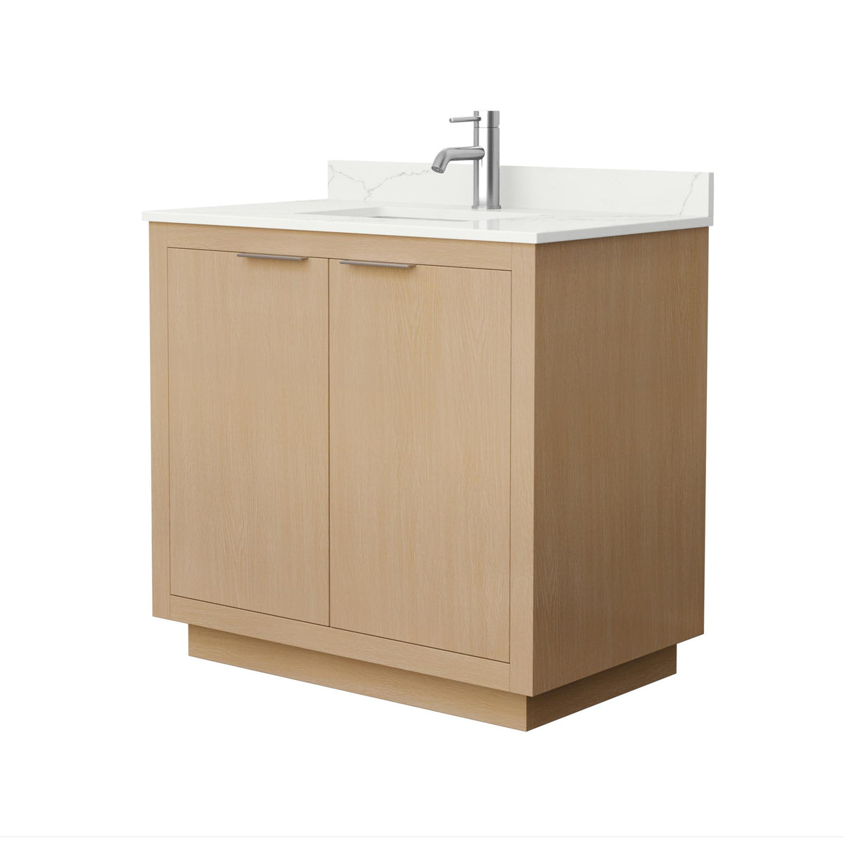 Wyndham Collection Maroni 36 Inch Single Bathroom Vanity in Light Straw, Giotto Quartz Countertop, Undermount Square Sink (1-Hole), Brushed Nickel Trim