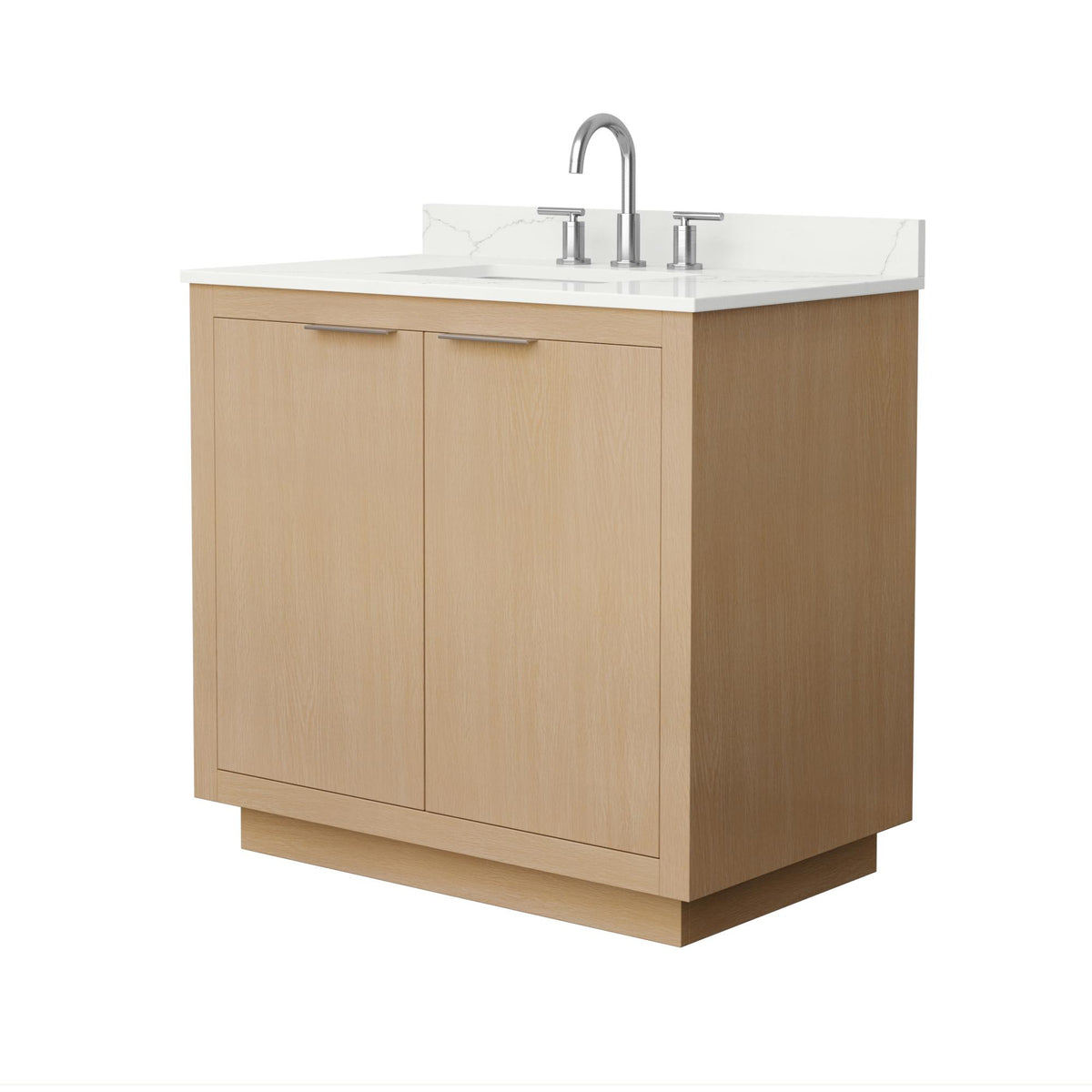 Wyndham Collection Maroni 36 Inch Single Bathroom Vanity in Light Straw, Giotto Quartz Countertop, Undermount Square Sink (3-Hole), Brushed Nickel Trim