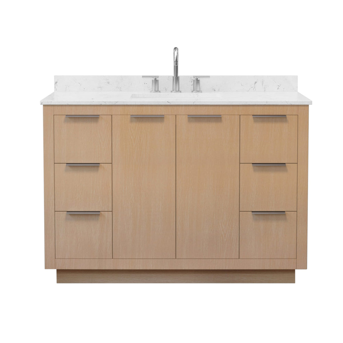 Wyndham Collection Maroni 48 Inch Single Bathroom Vanity in Light Straw, Carrara Cultured Marble Countertop, Undermount Square Sink (3-Hole), Brushed Nickel Trim