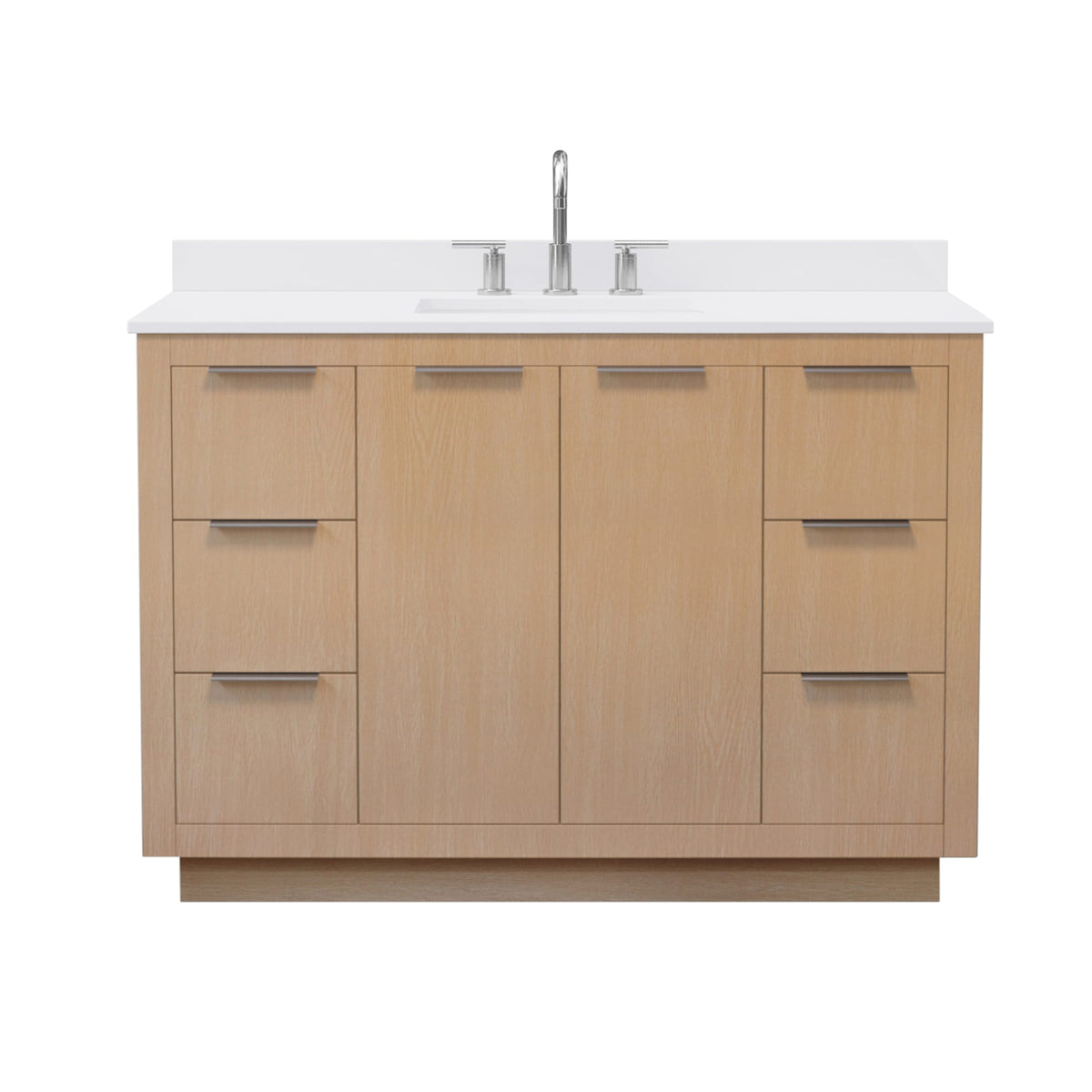 Wyndham Collection Maroni 48 Inch Single Bathroom Vanity in Light Straw, White Cultured Marble Countertop, Undermount Square Sink (3-Hole), Brushed Nickel Trim