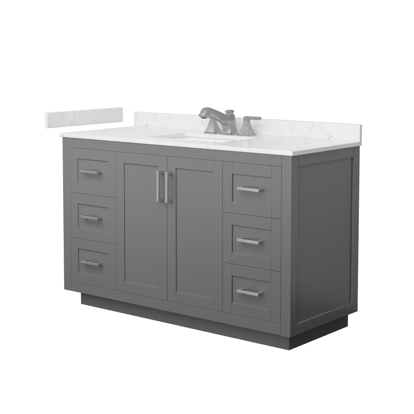 Wyndham Collection Miranda 54" Single Bathroom Vanity in Dark Gray, Carrara Cultured Marble Countertop, Undermount Square Sink (3-Hole), Brushed Nickel Trim