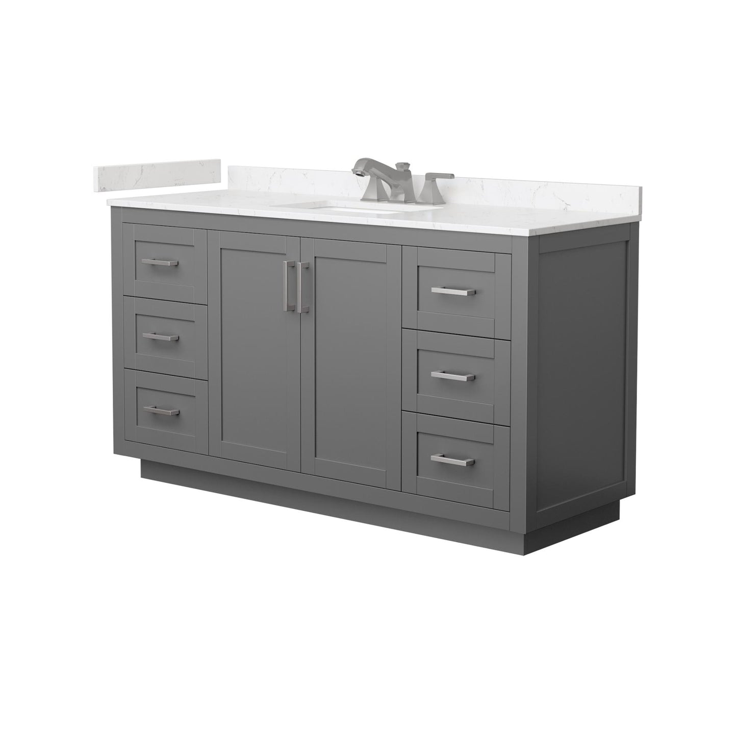Wyndham Collection Miranda 60" Single Bathroom Vanity in Dark Gray, Carrara Cultured Marble Countertop, Undermount Square Sink (3-Hole), Brushed Nickel Trim