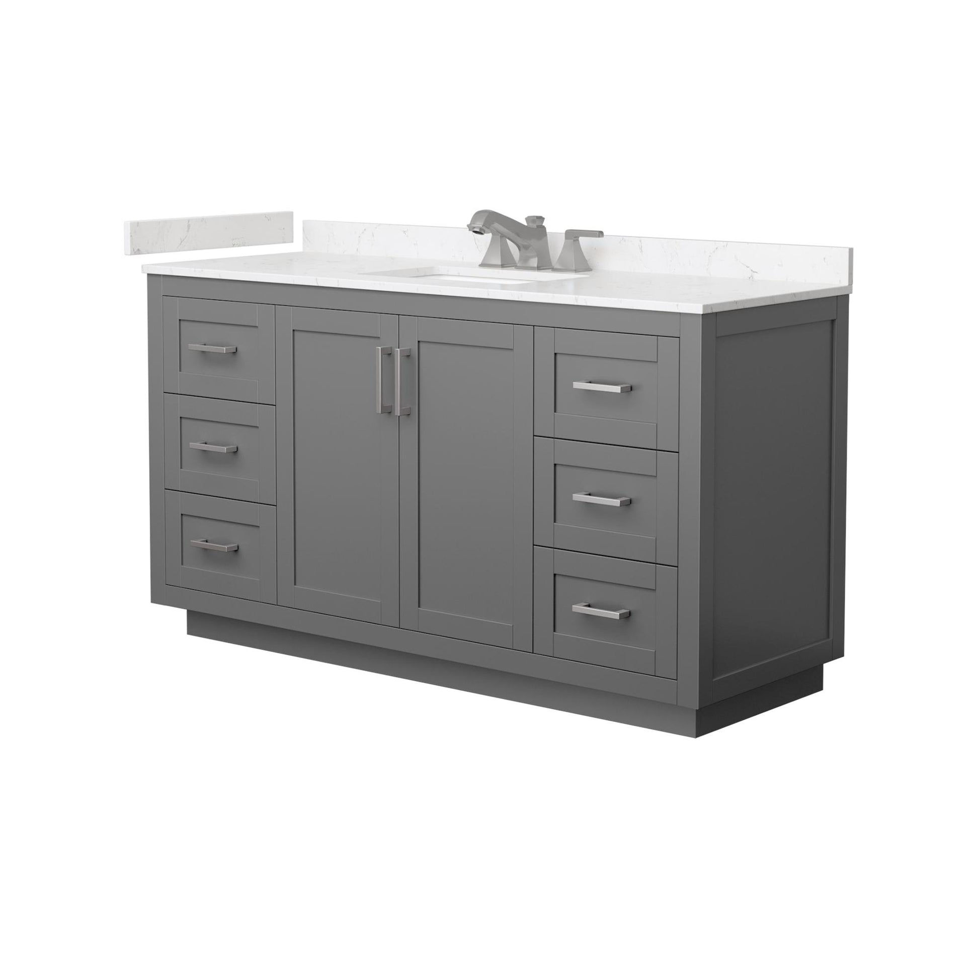 Wyndham Collection Miranda 60" Single Bathroom Vanity in Dark Gray, Carrara Cultured Marble Countertop, Undermount Square Sink (3-Hole), Brushed Nickel Trim