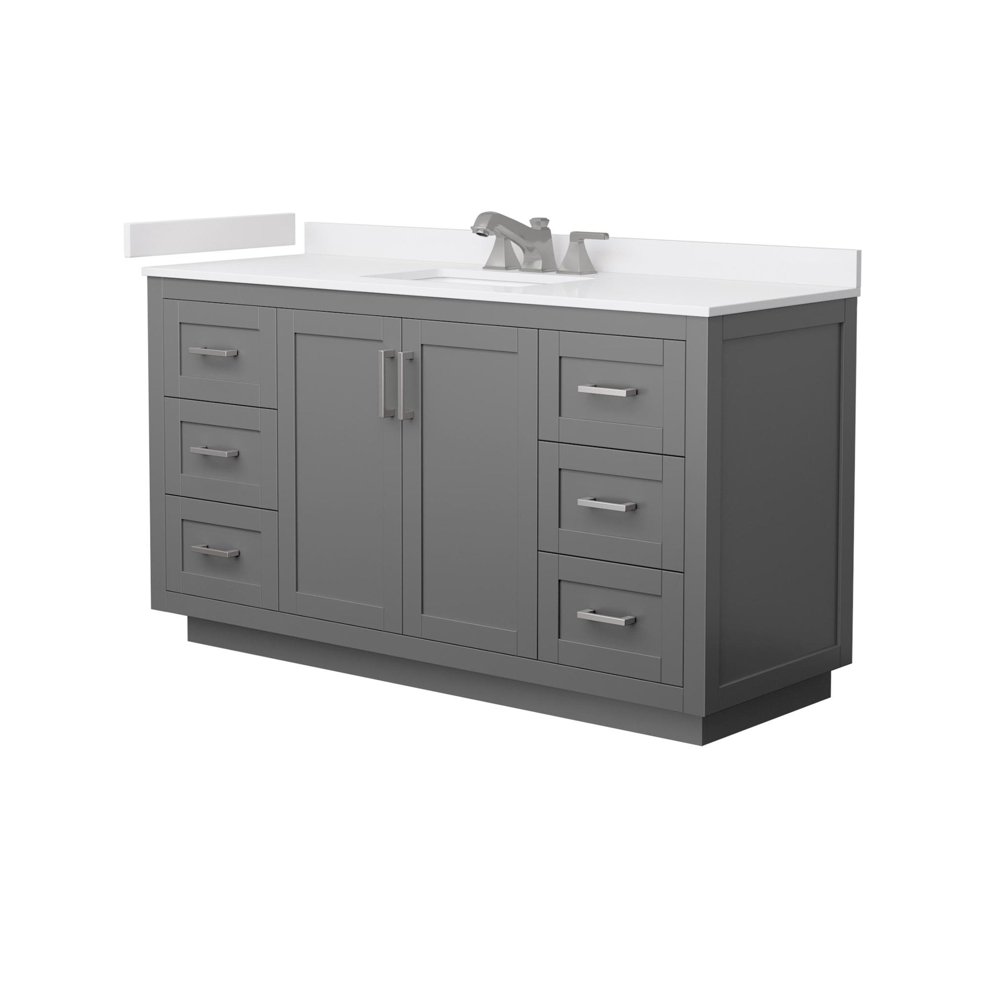 Wyndham Collection Miranda 60" Single Bathroom Vanity in Dark Gray, White Cultured Marble Countertop, Undermount Square Sink (3-Hole), Brushed Nickel Trim