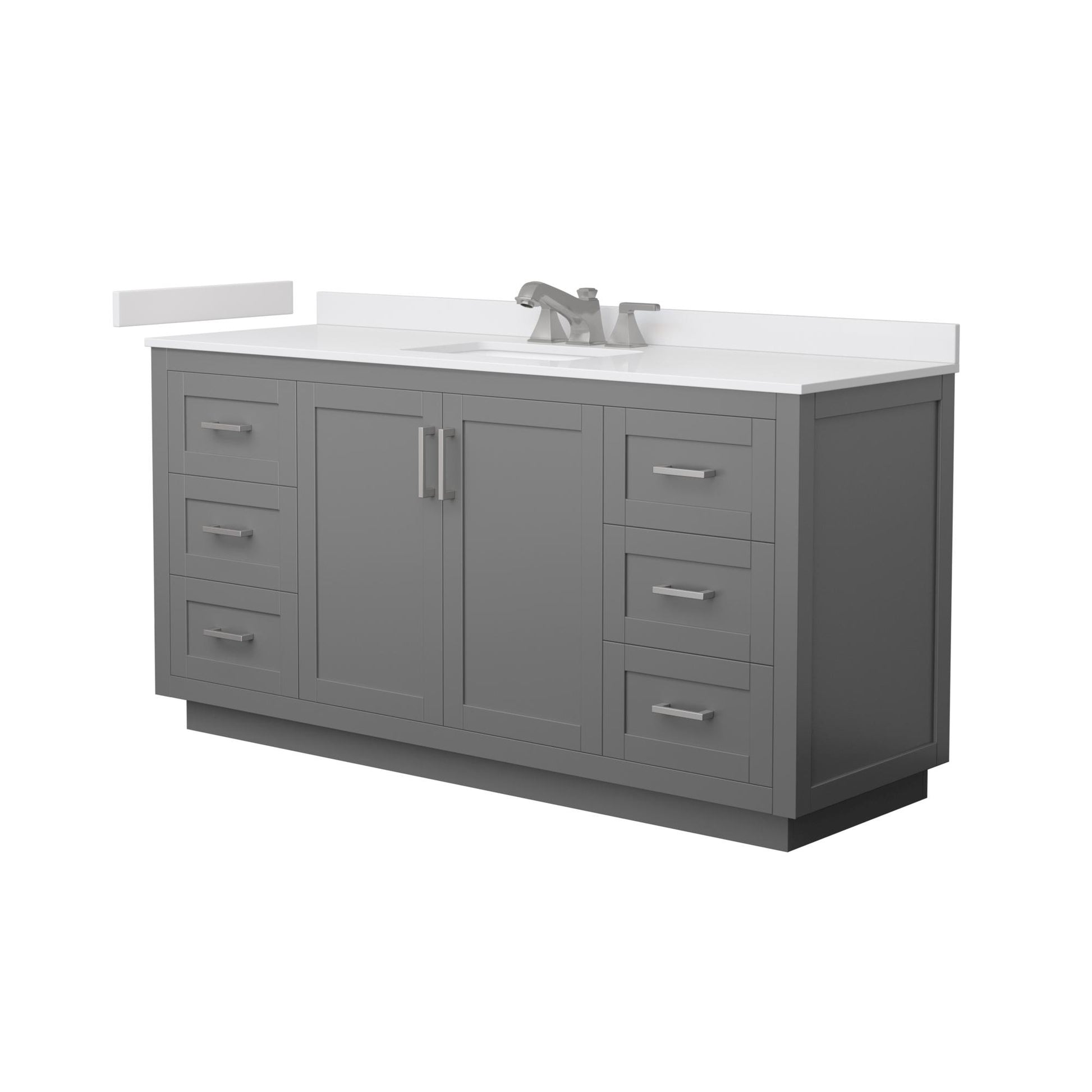 Wyndham Collection Miranda 66" Single Bathroom Vanity in Dark Gray, White Cultured Marble Countertop, Undermount Square Sink (3-Hole), Brushed Nickel Trim