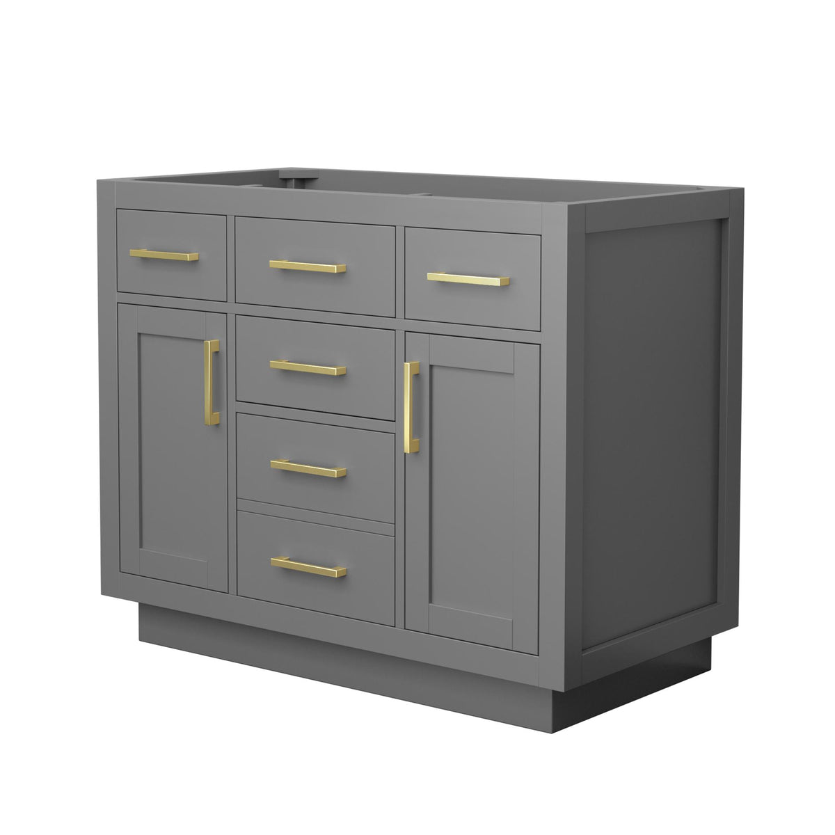 Wyndham Collection Beckett TK 42" Single Bathroom Vanity With Toe Kick in Dark Gray, No Countertop, No Sink, Brushed Gold Trim