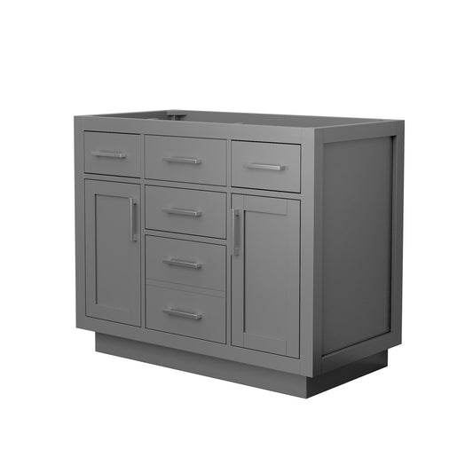 Wyndham Collection Beckett TK 42" Single Bathroom Vanity With Toe Kick in Dark Gray, No Countertop, No Sink, Brushed Nickel Trim