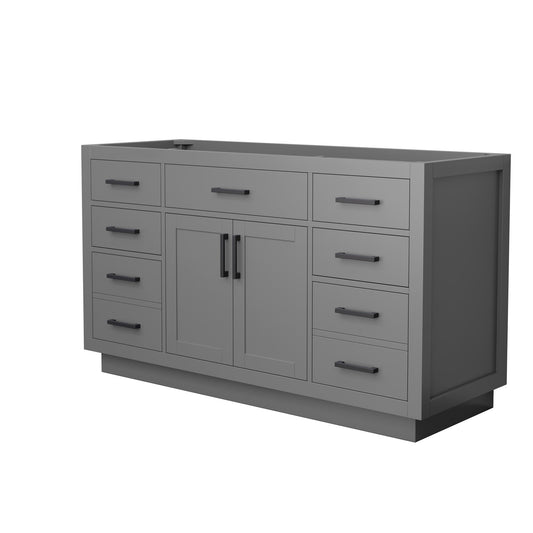 Wyndham Collection Beckett TK 60" Single Bathroom Vanity With Toe Kick in Dark Gray, No Countertop, No Sink, Matte Black Trim