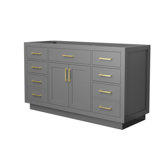 Wyndham Collection Beckett TK 60" Single Bathroom Vanity With Toe Kick in Dark Gray, No Countertop, No Sink, Brushed Gold Trim