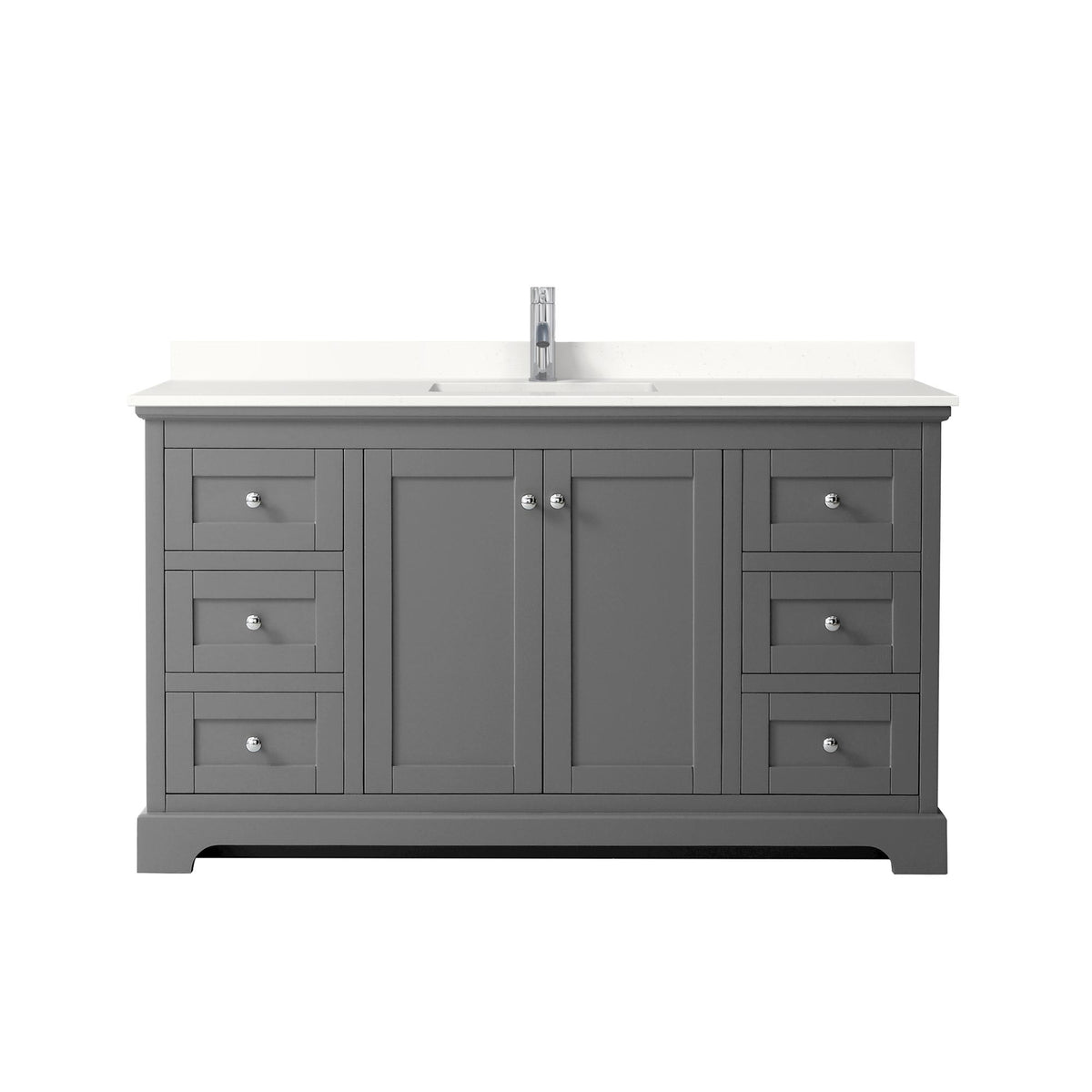 Wyndham Collection Avery 60" Single Bathroom Vanity in Dark Gray, White Quartz Countertop, Undermount Square Sink (1-Hole), Polished Chrome Trim