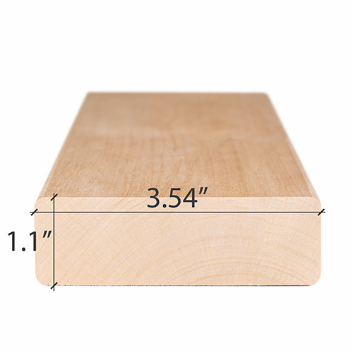 PROSAUNAS Alder 2" x 4" x 1' Natural Alder Wood Smooth 4 Sides, Eased Edges, Square-Edge Hidden Profile Sauna Bench Material