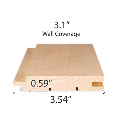 PROSAUNAS Alder 1" x 4" x 10' Natural Alder Wood Tongue & Groove Sauna Wall Paneling