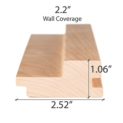 PROSAUNAS Alder Grace 2" x 3" x 8' Natural Alder Wood Tongue & Groove, Large Gap Sauna Wall Paneling