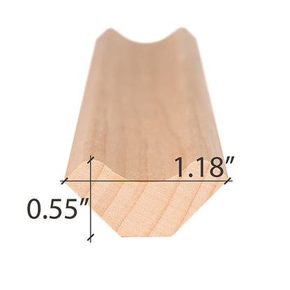 PROSAUNAS Alder 1" x 2" x 8' Natural Alder Wood SI Profile Inside Corner Trim Angle Moulding