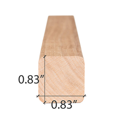 PROSAUNAS Alder 1" x 1" x 1' Natural Alder Wood Smooth 4 Sides, Eased Edges, Square-Edge Hidden Profile Trim Moulding