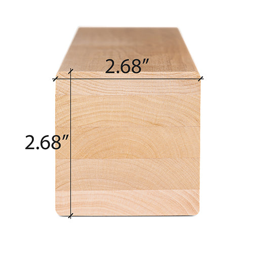 PROSAUNAS Alder 3" x 3" x 8' Natural Alder Wood Smooth 4 Sides, Eased Edges, Square-Edge Hidden Profile Sauna Bench Material