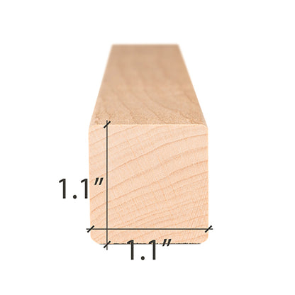 PROSAUNAS Alder 2" x 2" (28mm x 28mm) 1' Natural Alder Wood Smooth 4 Sides, Eased Edges, Square-Edge Hidden Profile Trim Moulding